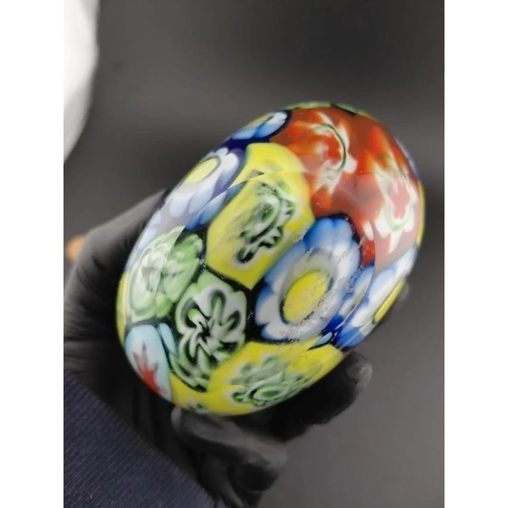 Murano Millefiori‎ Art Vase/Perfume Bottle Teardrop Red Green Yellow Blue Floral